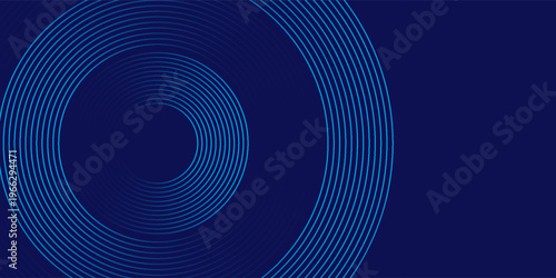 Circle gradient dark blue technology background. Geometric shapes radial connections