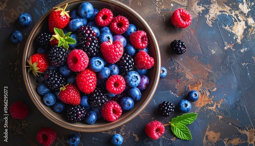 A delicious bowl of assorted fresh berries