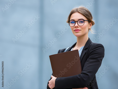 in formal attire holding insurance portfolio 