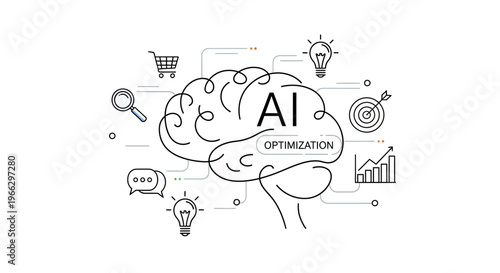Artificial Intelligence Brain Illustration Design.