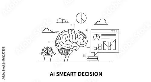 Brain with data analysis on screen.