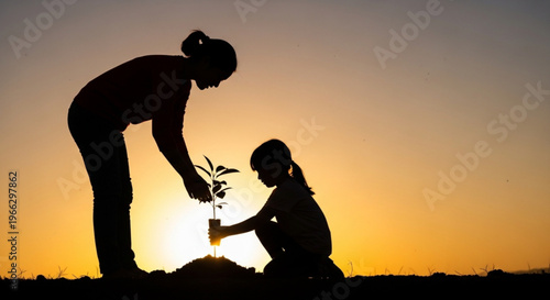 Earth Day People Silhouette Collection – Sustainability, Environment & Eco Lifestyle Gradient Background Vector Set