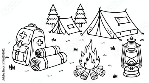 Camping gear and accessories for outdoor adventure travel