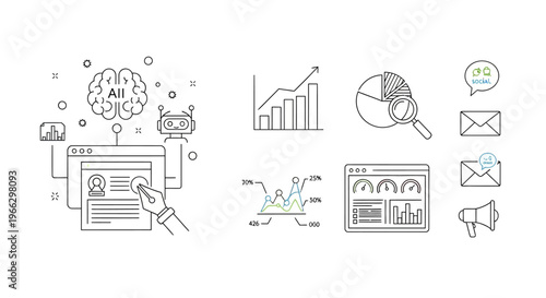 Business Data Analysis Graphs Icons.