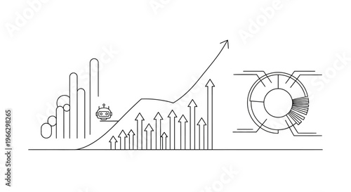 Business Growth Chart with Arrows.