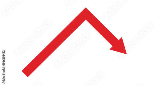 Red Arrow Reversing Down After Rise Representing Sudden Economic Decline and Business Loss