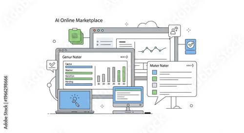 Computer screen with online marketing data.