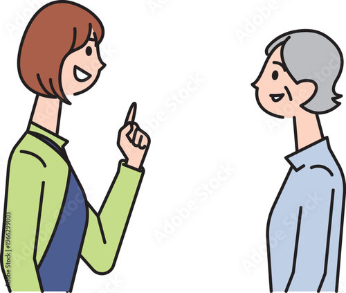 シニア女性と話をする女性介護福祉士