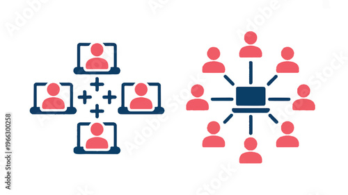 networking and communication concept with people and devices