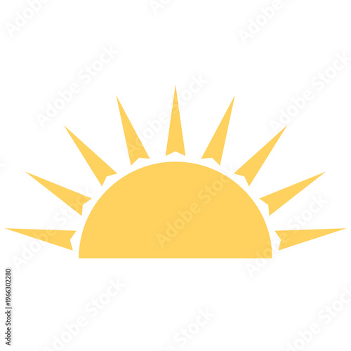 Stylized yellow sun icon capturing the essence of a tranquil sunrise, symbolizing new beginnings, light, and warmth for diverse design concepts