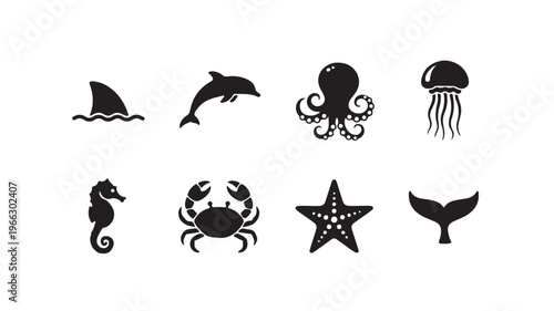 Marine Life and Ocean Creature Icons Set