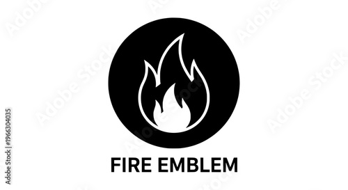 A flaming emblem illustration represents fire in a graphic design.