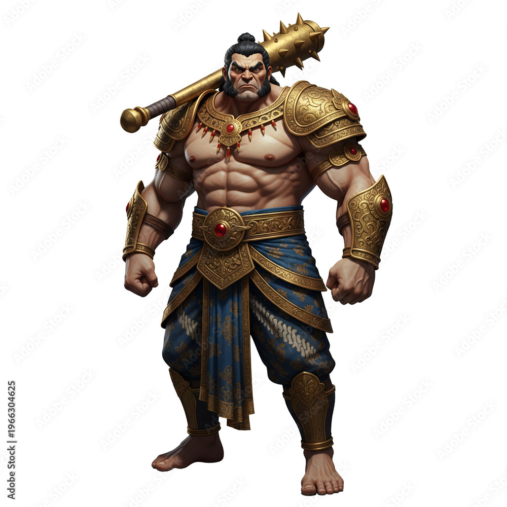 Obraz premium 3D Render of Strong Warrior Inspired by Bima, Traditional Javanese Character