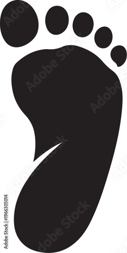 Black Footprint Icon on White Background Illustration