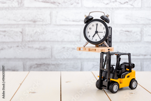 Toy forklift with alarm clock
