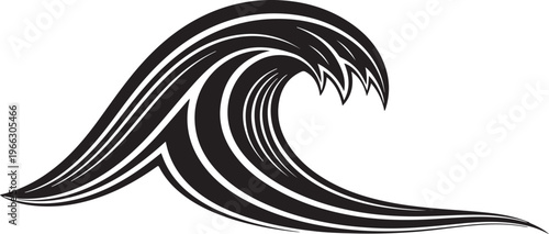 Stylized black wave graphic on white background illustration design