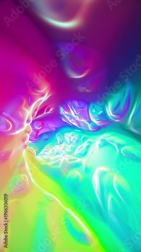 Neon Fluid Abstract Loop Vertical Iridescent Motion Background