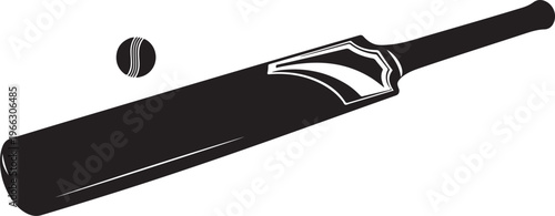 Cricket bat and ball on white background illustration