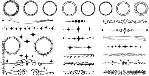 Hand-Drawn Decorative Design Elements: Doodle Dividers, Borders, and Ornaments - Perfect for Bullet Journals  Creative Projects