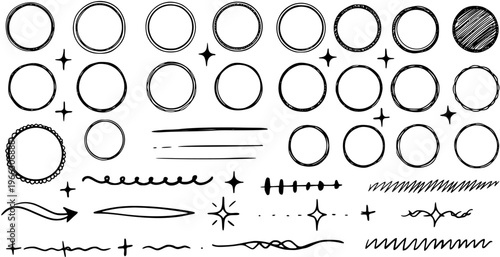 Hand-drawn Circles  Graphic Elements: Doodle Style Vector Pack for Creative Design Projects