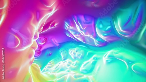 Neon Fluid Iridescent Abstract Loop Background Horizontal
