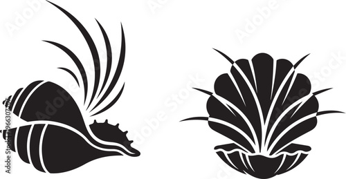 Seashell Silhouettes: Conch and Scallop Designs for Aquatic Themes