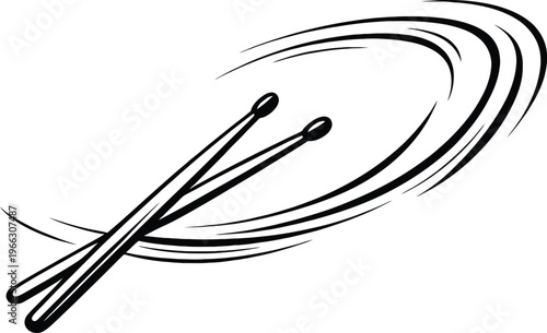 Drum Sticks Abstract Swirl Motion Music Energy Line Art Vector