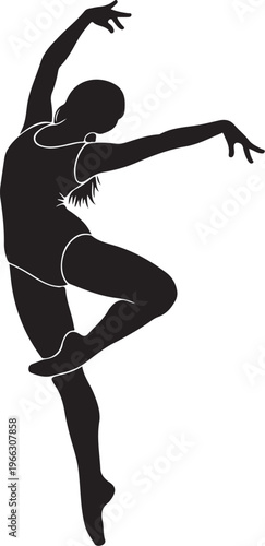 Ballerina in a dynamic pose with arms outstretched and leg raised