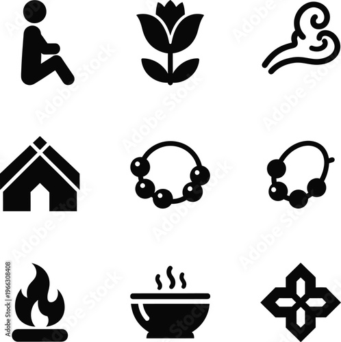 Hindu festival symbols icons representing rituals traditions and sacred elements