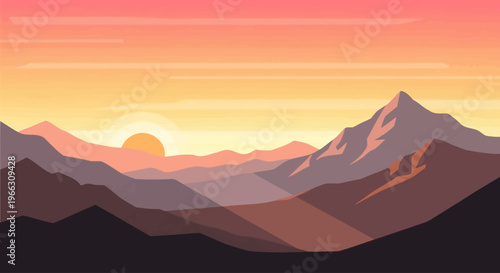 Mountain Range at Sunset Time.