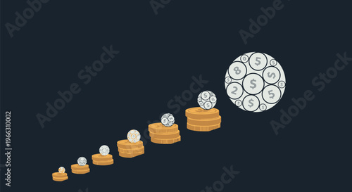 Financial Growth and Wealth Accumulation Concept with Money Stacks Isolated background