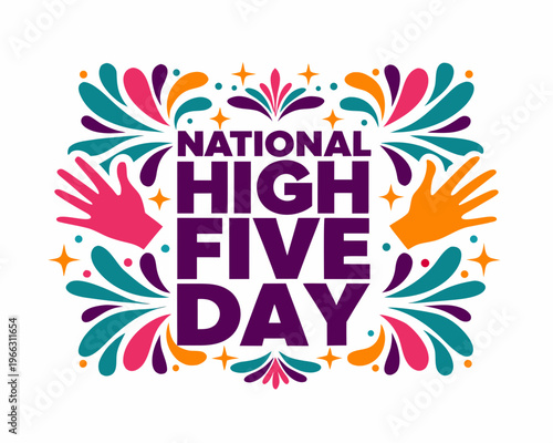 NATIONAL HIGH FIVE DAY vector illustration isolated on white background