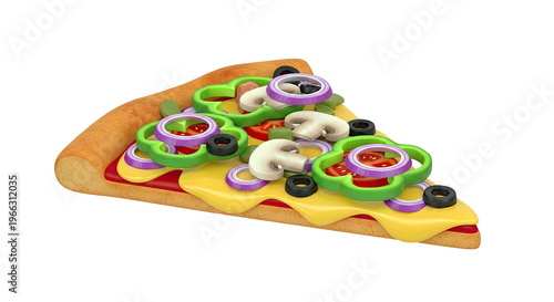 Stylized Slice of Pizza with Vegetables