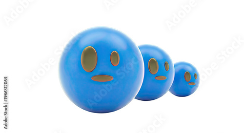 Three Blue Cartoon Characters with Simple Faces