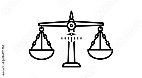 Justice Scales Icon Vector Illustration. Symbol of Law, Equality, Balance, Ethics, and Fairness. Legal System Graphic Design Element.