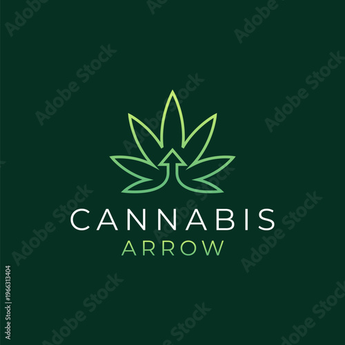 Cannabis Leaf Arrow Logo design vector