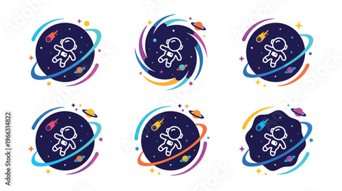 Astronaut exploring the space with spaceship. The astronaut wearing a spacesuit is surrounded by planets, stars, and celestial bodies. The scene evokes a sense of wonder and discovery.