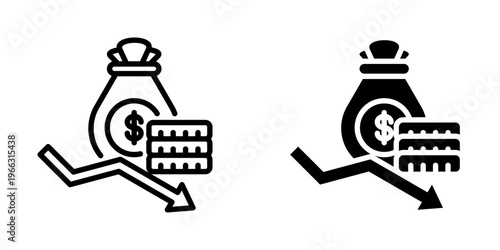 Money loss icon, element icon for design branding, print, and digital media