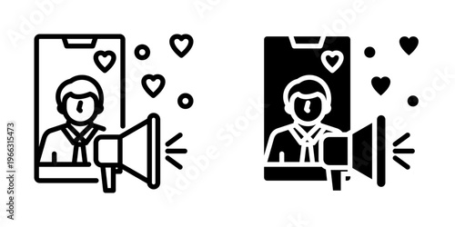 Influencer icon, element icon for design branding, print, and digital media