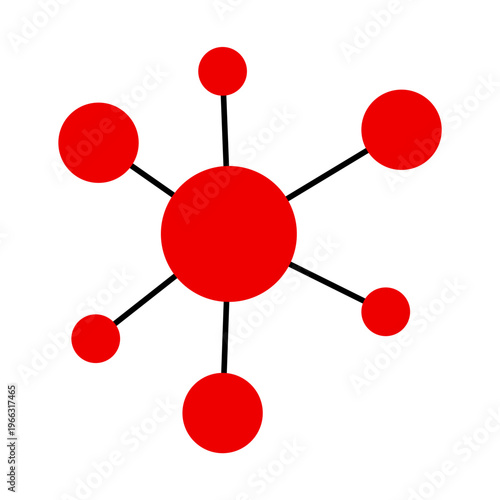 Red connected circles forming a network or hub and spoke model.