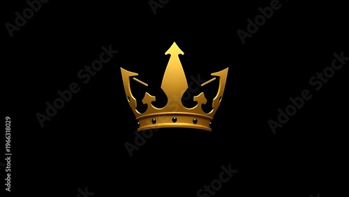 couter. Massive golden crown icon centered on a pure black background. event programs, museum guides, designed for cultural heritage projects and event programs, elevates cultural identity.