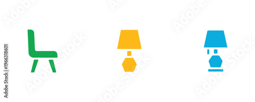 A collection of furniture icons from the Stampico series.