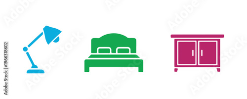 Stampico furniture icon set featuring various home items.