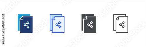 File Sharing icon multiple style collection. Vector illustration.