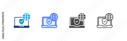 Vpn icon multiple style collection. Vector illustration.