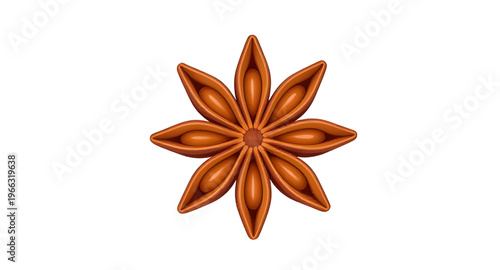 star anise illustration isolated on white background, dried star anise spice vector illustration clean design, star shaped anise spice illustration isolated background, star anise vector illustration 