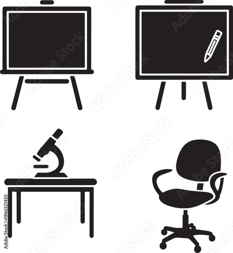 Classroom learning science art desk chair easel blackboard for education and study environments