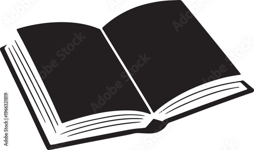 Open book silhouette icon showing blank pages ready for writing or reading content