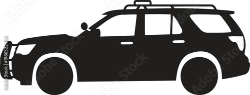 Modern Police Interceptor Utility SUV Vector Silhouette Icon