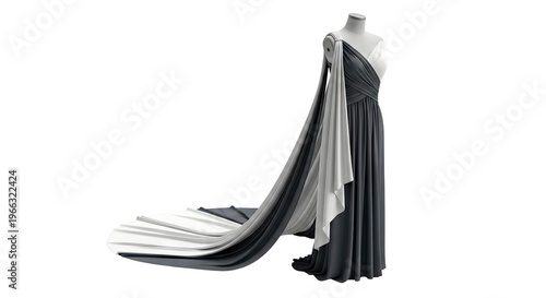 Two-tone Infinity Dress on Mannequin with Flowing Train